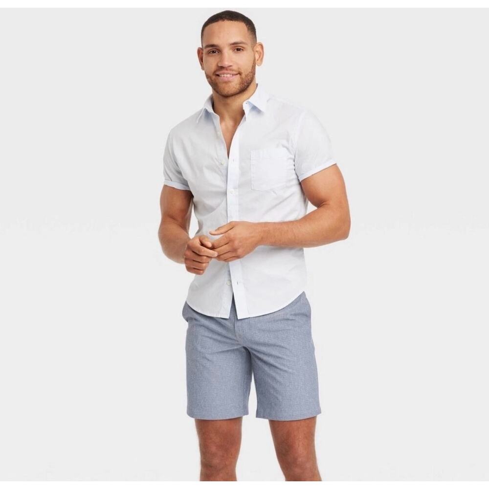NWT~ Goodfellow Hybrid 9" Everyday Swim Shorts Pocket Brushed Navy - Picture 3 of 6